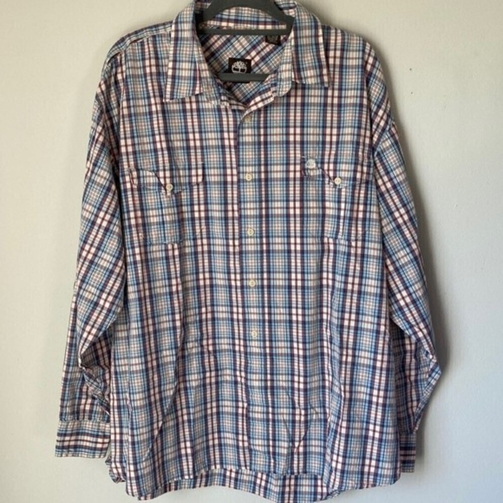 Timberland 100% Cotton Long Sleeve Button Down Shirt Men’s Size XXL Plaid